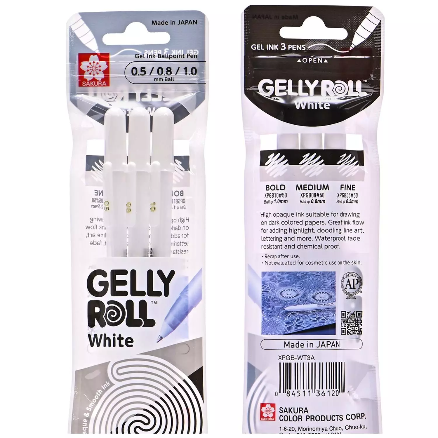 Sakura Gelly Roll - Set 3 Lápices Tinta Gel Blancos