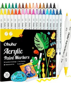 MARCADORES ACRÍLICOS OHUHU 36 COLORES DOBLE PUNTA PINCEL & FINA
